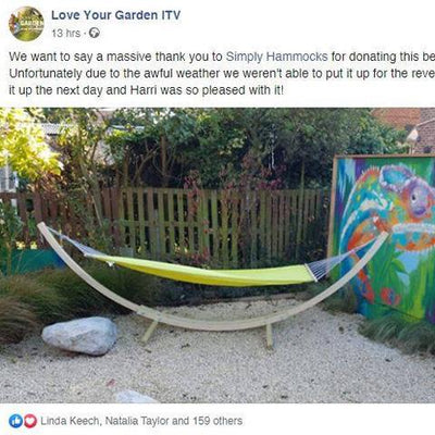 Our hammock on Love Your Garden ITV